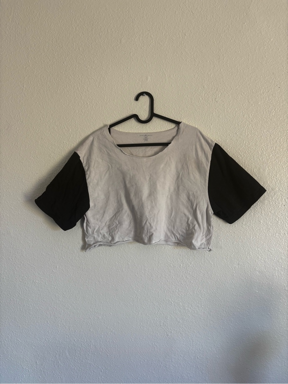 Brandy Melville Black & White Cropped Two-Tone Tee